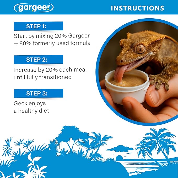 Gargeer 'Picky Geck' Island Retreat - Premium Crested Gecko Food | Sustained Energy & Immune Boost with Premium Tropical Fruit Blend | No Fillers, No Rice Bran - Only Premium Ingredients | 2oz