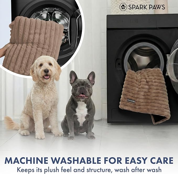 Spark Paws Luxury Dog Couch Cover Bed, Calming Pet Furniture Protector for Large & Small Dogs, Washable Bolster Dog Bed for Couch, Sofa & Bed - Brown, Medium