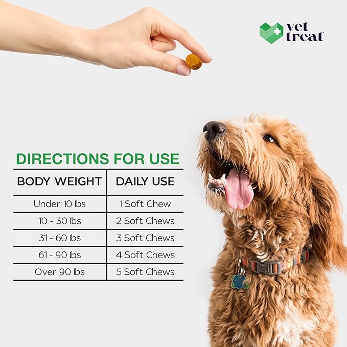 VET TREAT Dog Allergy Relief Chews - 120 Dog Allergy Chews - Itch Relief for Dogs - Anti Itch for Dogs - Dry & Itchy Skin - Allergies & Immune Support Supplement, Omega 3 Fish Oil, Probiotics - USA