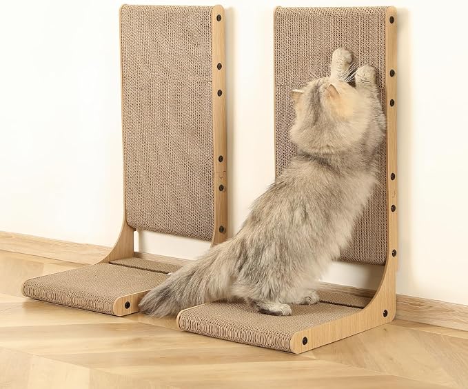 Zakkart 4-Pack Cat Scratching Board, 25.6'' Tall Cardboard L Shape Vertical Cat Scratchers for Indoor Cats, Cat Scratching Post for Wall and Couch, Large - Image 7