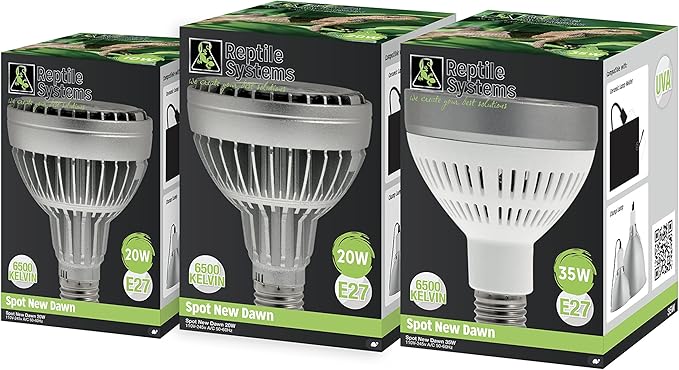 Reptile Systems New Dawn Flood 6500K LED – Full Spectrum 35w Lighting with Broad Coverage – Ideal for Terrariums & Vivariums – Enhances Visibility & Natural Color