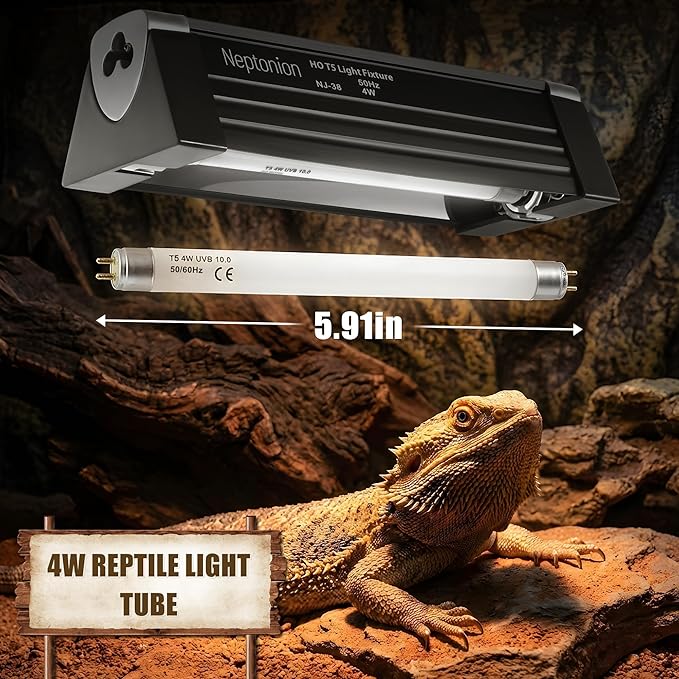 T5 HO UVB 10.0 Reptile Replacement Tube, 4W 6 in Linear Fluorescent Lamp, for Tropical Reptiles