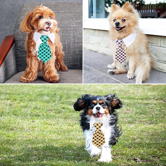 Segarty Cat Neck Tie, 6 Pack Cat Necktie with Suit White Collar Adjustable, Pet Tuxedo Costume Outfits for Male Boy Small Dogs Puppies Birthday, Valentine's Day, Wedding