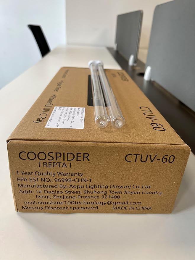 coospider-repta 38 Watts Ozone Free UVC Light Bulb, 254nm Wavelength UV Lamp for Home/School/Office and Other Large Spaces Without Ozone, Replacement Bulb for 38W UV Sanitizer Light