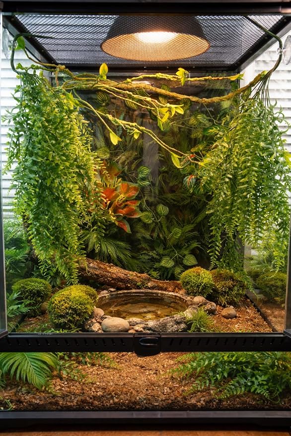 Reptile Plants for Terrarium Tank – Bearded Dragon Tank Accessories, Artificial Hanging Plant Vines, Habitat Decor & Hide for Crested Gecko, Lizard, Snake, Chameleon and Ball Pythons (Group A)