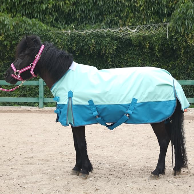 Mini Horse/Pony/Foal/Miniature Size 36"-51" Lightweight Waterproof & Breathable 1200 Denier Turnout Blanket with No Filling Turquoise 39"