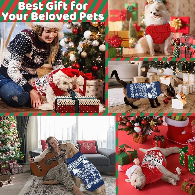 Christmas Dog Sweaters for Small Medium Large Dogs and Cats,Pet Soft Warm Holiday Outfit Girl & Boy,Pup Winter Clothes Turtleneck Double Knitting Collar for Outdoors Playing (Snowman,3X-Large)