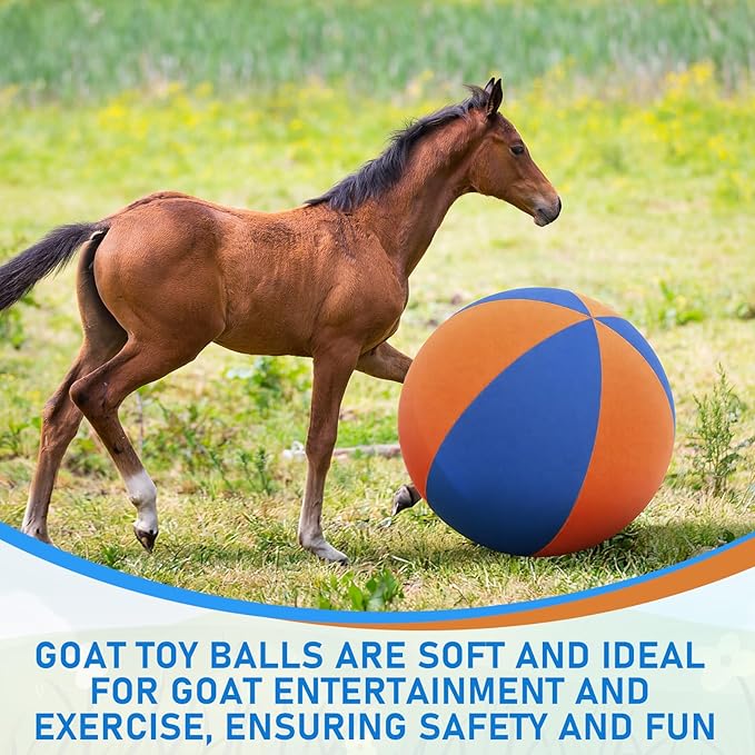 40 Inch Giant Herding Ball with Ball Cover Anti Burst Please Watch VCR for How to Inflation Horse Toys for Horses Entertainment Play, Pump Included(Cute, Blue, Orange)
