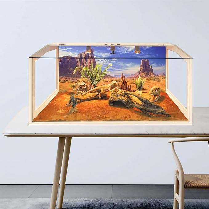 PROLEE Bearded Dragon Tank, Lizard Tank with Clear Tempered Glass Roof, Anti-Scratch Reptile Enclosure, Reptile Tank Built-in Light Fixtures with Switch (40X20X20inch,65 Gallons)