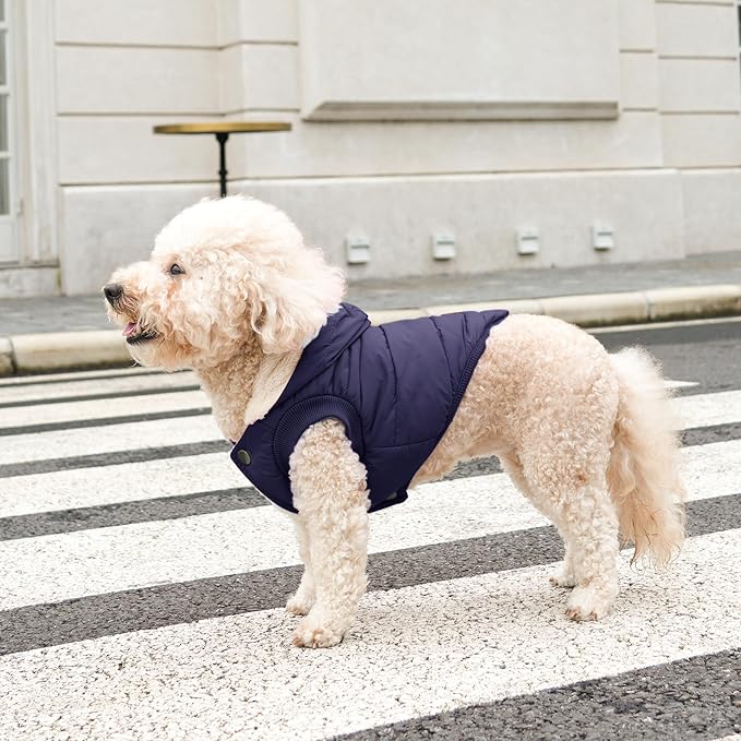 Vecomfy Fleece Lining Extra Warm Dog Hoodie in Winter for Large Dogs Jacket Pet Coats with Hooded,Blue XXL