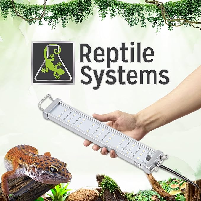 Reptile Systems New Dawn LED ProTen Fixture – Full Spectrum 10-18in 7w Lighting with Integrated Cooling – for Terrariums & Vivariums – Highlights Natural Behavior & Color