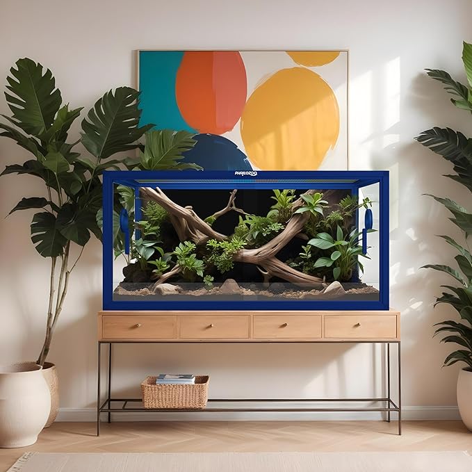 Phailozoo 50 Gallon Bearded Dragon Tank, Reptile Enclosure for Easy Maintenance, Front Opening Reptile Tank with Top Screen Ventilation & Glass Sliding Door 36''x18''x18''