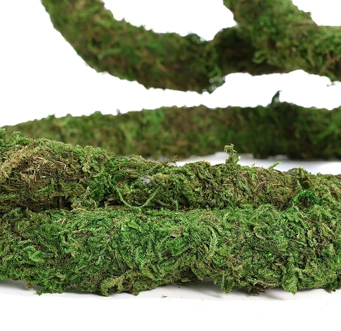 USMOLA Moss Vine for Reptiles, Bendable Climbing Vines Reptile Tank Accessories, Natural Moss Rope for Leopard Gecko, Lizard, Snake, Chameleon, Frog Terrarium Decor (Jungle Green, 9.8 FT)