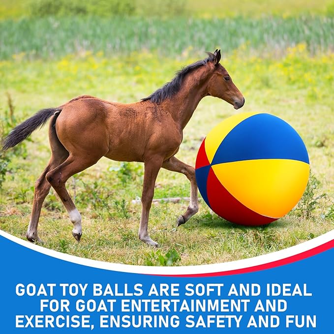 Giant Herding Ball with Ball Cover Anti Burst Please Watch VCR for How to Inflation Horse Toys for Horses Entertainment Play, Pump Included(Cute,48 Inch,Colorful)