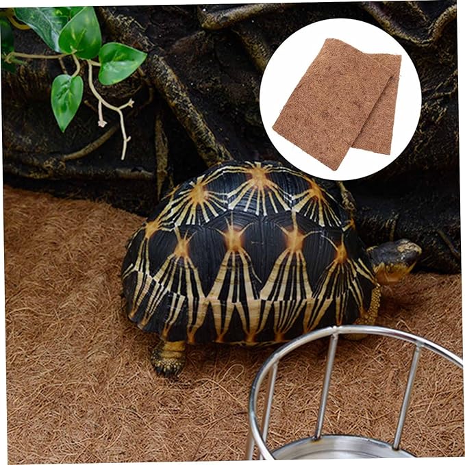 Mikikit 4pcs Coconut Fiber Reptile Carpet Mat for Bearded Dragon Leopard Gecko Terrarium Liner Bedding Safe Substrate for Snakes Lizards Versatile Use Pet Stores Homes