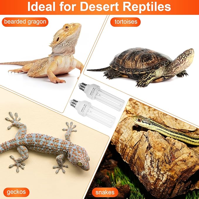 VIHOSE 4 Pack UVB Reptile Light Bulb 23w 10.0 UVB Bulb for Desert Reptiles Pet Light for Turtle Compact Fluorescent Terrarium Lamp for Bearded Dragon, Lizard, Tortoise, Iguanas, Snake, Gecko