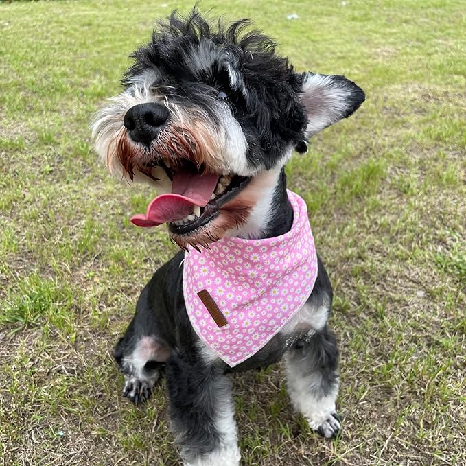Summer Dog Bandana, Hawaii Bandana for Small Medium Dog, Cute Pink Puppy Bandana, Cotton Adorable Pet Triangle Bid Scarf Kerchief for Girl Boy Dogs or Cats