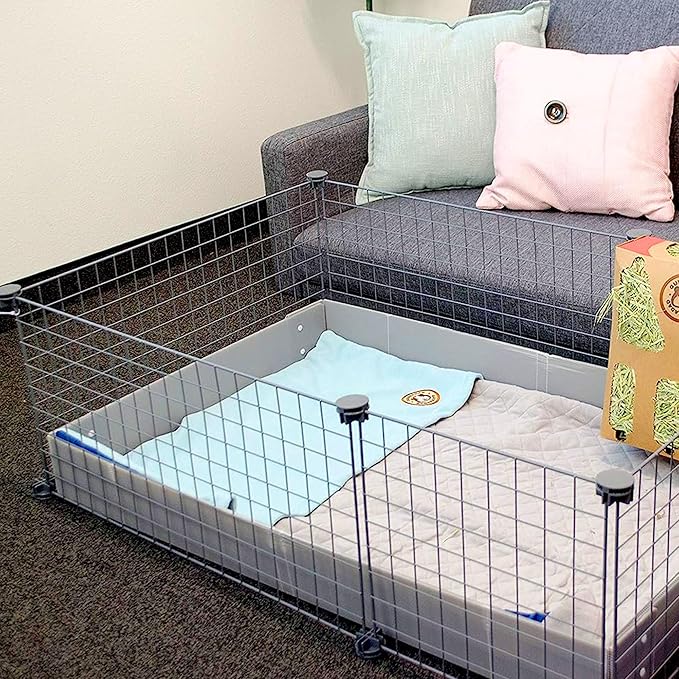 GuineaDad Original Reusable Cage Liner – Blue Fleece Bedding with Burrowing Pocket – Extra Absorbent Bamboo Core & Waterproof Bottom – Fits Midwest Guinea Pig Cage – Small Animal Supplies