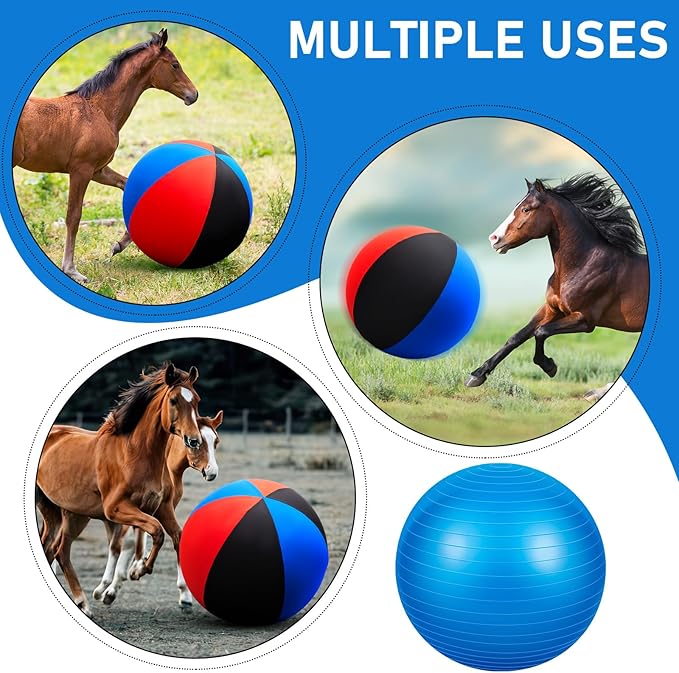 40 Inch Giant Herding Ball with Cover Anti Burst Ball Please Watch VCR for How to Inflation Horse Toys for Horses Stall Entertainment Play, Pump Included(Red, Red, Black, Stylish)