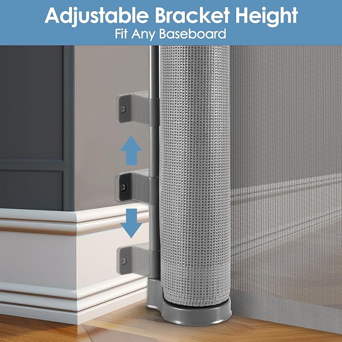 Reinforced 120 Inch Extra Wide Retractable Gate with Support Rods, Upgrade Retractable Baby Gates for Large Openings, 10 Ft Mesh Pet Gates for Dogs Extra Long Toddler Gate Outdoor Gate for Deck, Gray