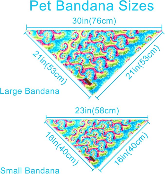 Triangle Bandana - Comfortable Cotton Dog & Cat Kerchief, Washable Tie Dye Scarf for Small Puppies & Dogs
