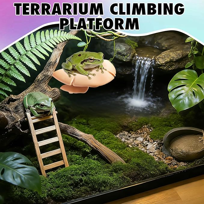 Mushroom Reptile Tank Decor, Mushroom Climbing and Resting Platform Habitat for Tree Frog Terrarium, Reptile Ledge for Leopard Gecko, Lizards, Fish, Turtle, Hermit Crab (Yellow)