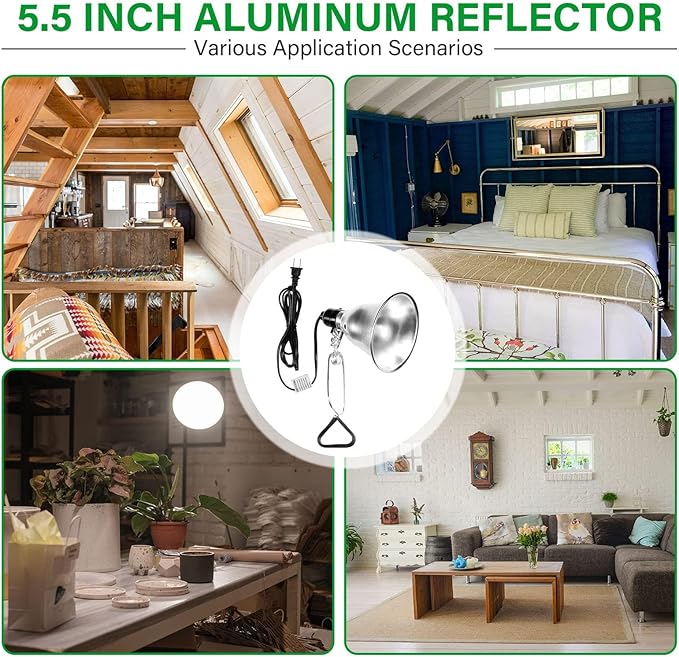 Simple Deluxe Clamp Lamp Light Socket with 5.5 Inch Aluminum Reflector, Suit for Max 60 Watt Lamp (No Bulb Included) with 18/2-Gauge 6 Feet Cord, 2 Pack,Silver