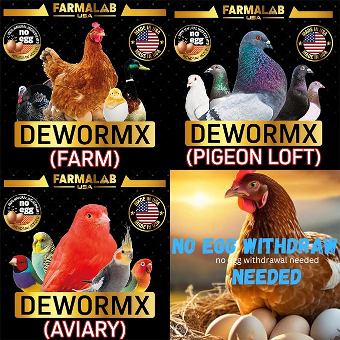 Farmalab DEWORMX Liquid Extra Strength 2oz 8oz Budgies, Parakeet, Finches, Lovebirds Small Caged Birds para periquitos, cacatillos, cotorras, Canarios, guacamayos, Quakers y Aves (Aviary 8oz)