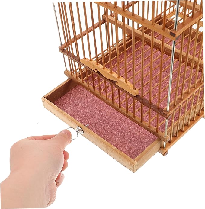Bamboo Woven Small Bird Cage Lightweight Portable Carrier for Parakeet Finch and Canary Travel for Small Birds Stylish Design for Outdoor Use