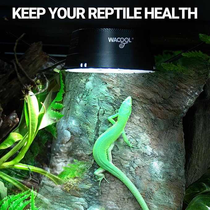 Wacool LED UVB Light for Reptiles, Dimming UVA UVB Reptile Light, 6W UVB Bulb with Adjustable Brightness, UVB5.0 & UVB10.0 Modes for Bearded Dragon, Gecko, Lizard, Turtle, Snake