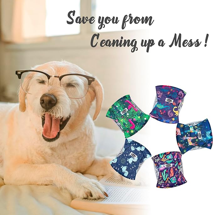Tuiskusa Male Dog Diapers, High Absorbing Dog Belly Bands for Male Dogs, Washable Reusable Dog Male Wraps(5 Pack)