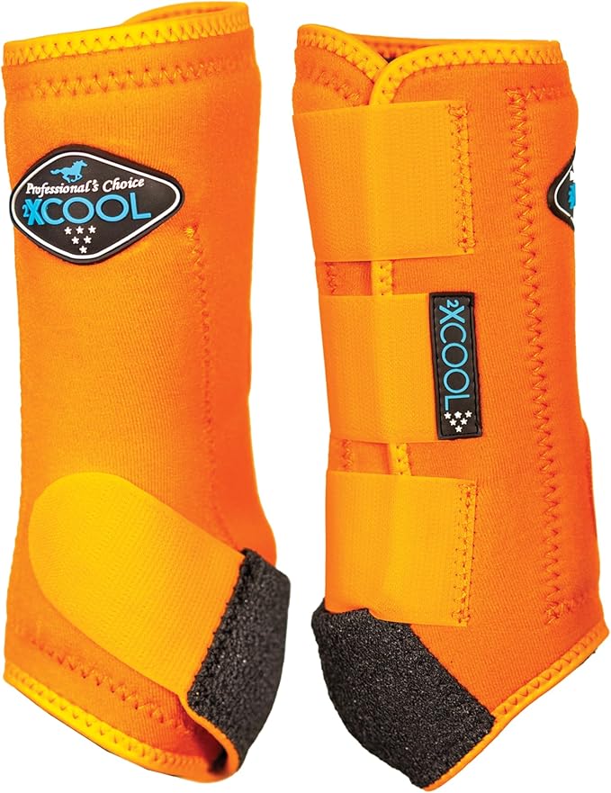 Professional's Choice 2XCOOL Sports Medicine Horse Boots | Protective & Breathable Design for Ultimate Comfort, Durability & Cooling in Active Horses | 2 Pack Large Orange