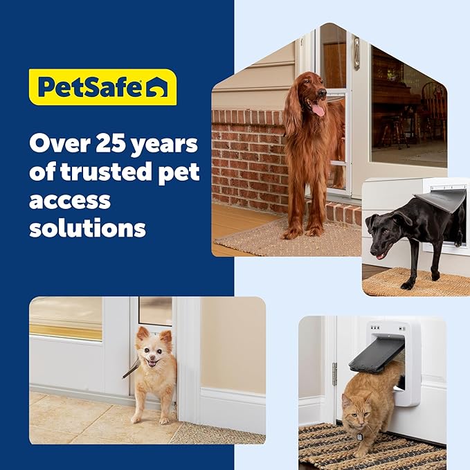 PetSafe Sliding Glass Pet Door - No-Cut DIY Install Doggy Door for Renters - Aluminum Frame - Adjustable Height 75 7/8" to 80 11/16" - Ideal for Large Dogs Up to 100 lb - White