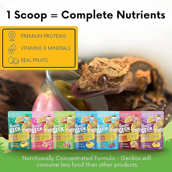 Gargeer 16oz Complete Crested Gecko Food Diet. Premium Ingredients Mix, Ready to Use Freshly Made Powder. Unique Superfood Formula, Developed & Made in The USA. Enjoy!