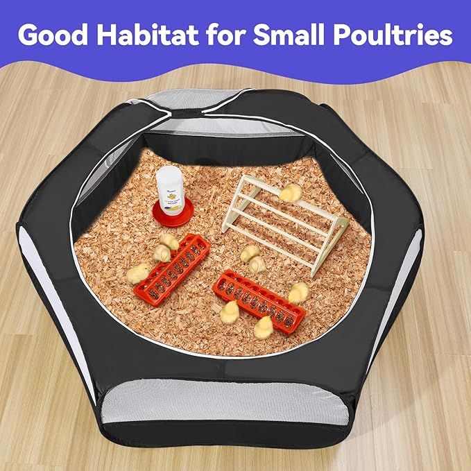Pawaboo Chick Brooder Box for Chick Starter Kit, Brooder Pen/Chicken Supplies Brooders Box with Chicks Perch Brooding Up to 15 Chicks, Duck and Quail, Black