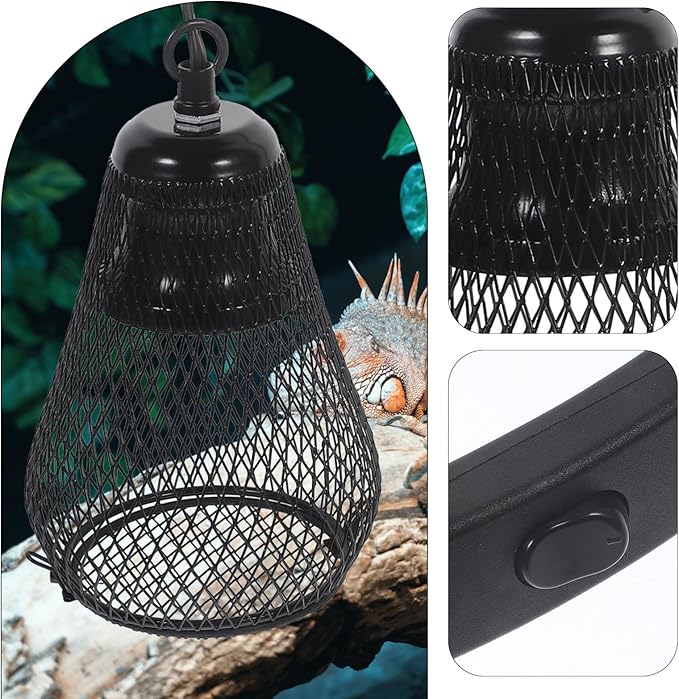 DECHOUS Reptile Heat Lamp Shade Scald Lamp Cover Hook for Safe Heating Design Easy to Install Compatible Reptiles Pet-Friendly Protection Us Plug