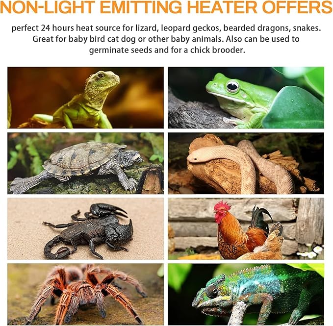 HealSmart Reptile Heat Lamp Bulb Ceramic Heat Emitter 100W No Light Emitting Brooder Coop Heater for Amphibian Pet & Incubating Chicken, White (Pack of 3)