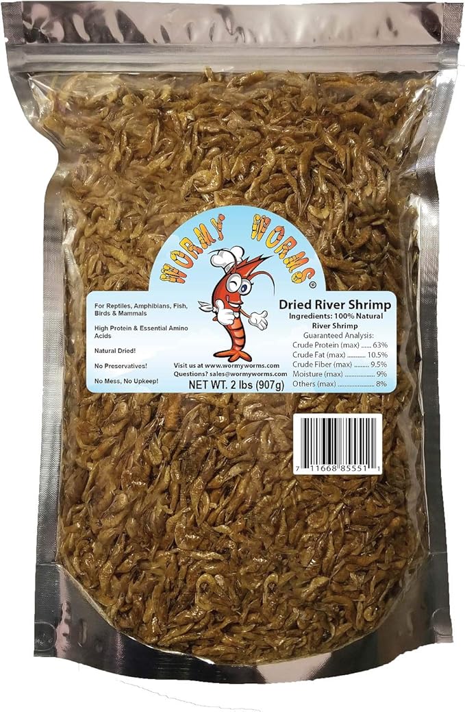 Wormy Worms Dried River Shrimp for Reptiles Amphibians Fish Birds Poultry Mammals etc (2 LBS)