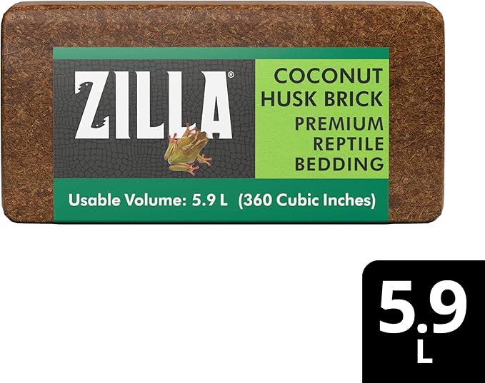 Zilla Coconut Husk Brick, Organic Bedding for Reptiles, Made with 100% Coconut Fiber, Ideal for Tropical Habitats and Egg Incubation, (Pack of 2)