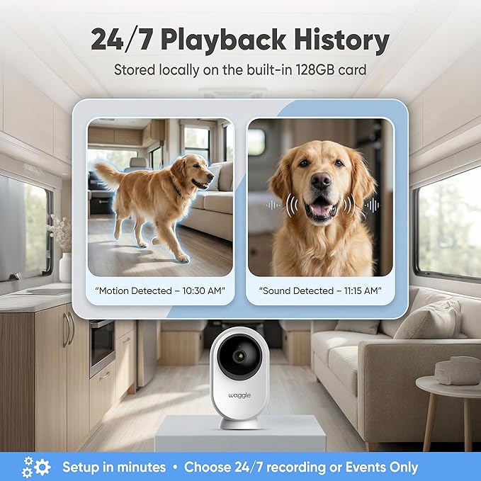 Waggle 4G LTE Pet Monitor PRO + RV Mini Camera - Cellular Temperature & Humidity Monitor, Real-time Alerts - RV/Camper/Van/Car Monitoring - Subscription Required