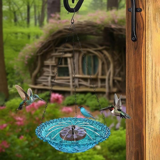 Large Capacity Outdoor Hanging Bird Feeder Water Fountain Attracts Wildlife ABS Construction Garden Decors Outdoor Bird Feeder for Wild Birds and Squirrels