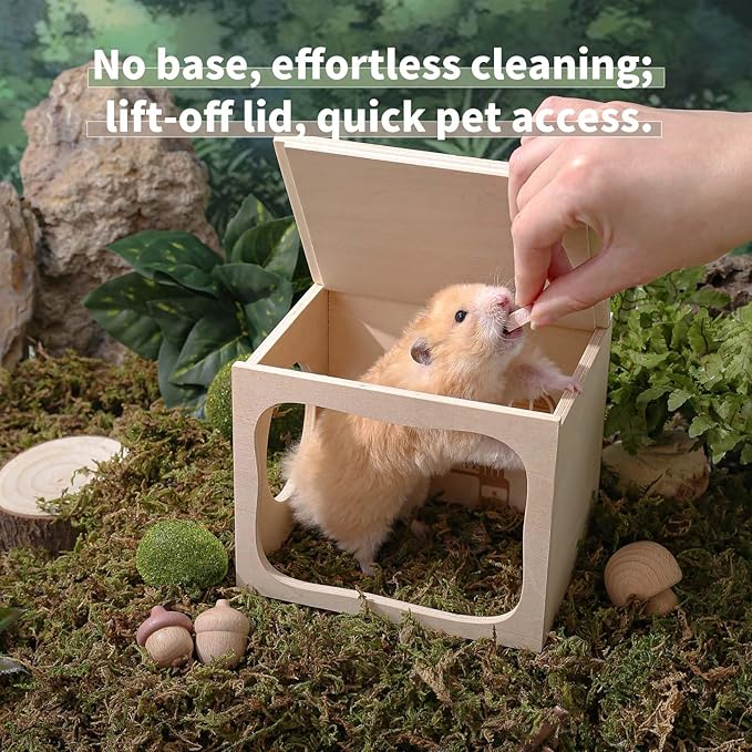 Marchul Magnetic Hamster Hideout Wooden House Chamber for Small Animals Pets Tunnel Exploring Toys for Dwarf Hamsters, Syrian, Gerbils, Hedgehogs, Rats, Mice (Living Room)