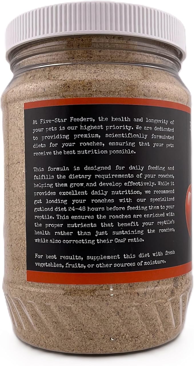 Roach Chow – Apple Flavored Daily Balanced Diet for Dubia Roaches and Feeder Insects – 10 oz Plastic Jar