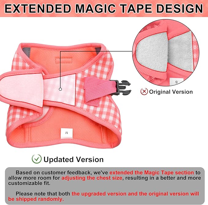 AIITLE No Pull Dog Harness and Leash Set, Step in No Chock Soft Mesh Dog Harnesses Reflective for Extra-Small Puppy Dogs and Cats, Plaid Dog Vest Harness for Pets Watermelon XXS