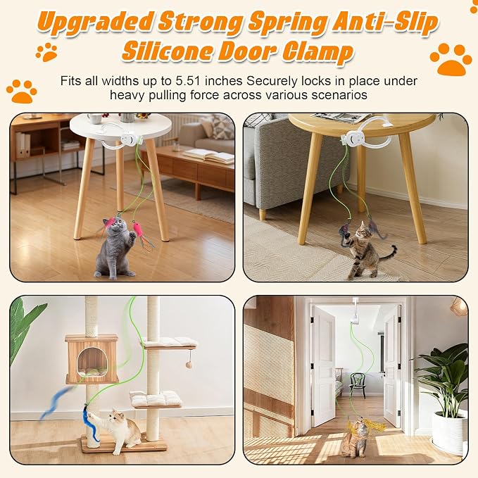 Automatic Interactive Cat Toy Rechargeable, Hanging Cat Toy, Cat Door Toy, Cat Enrichment Toys for Indoor Cats & Kitten, Doorway Electric Cat Teaser for Exercise, Boredom Relief & Fun Games - Image 6