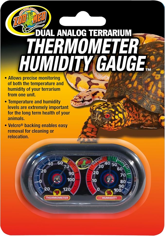 Zoo Med Economy Analog Dual Thermometer and Humidity Gauge, 6 x 4"