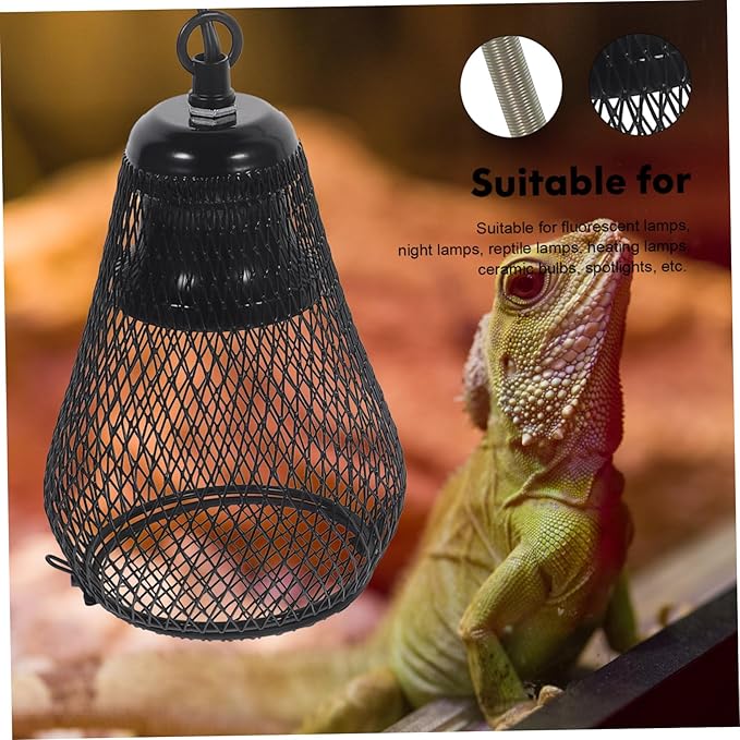Happyyami Reptile Heating Lamp Shade Hook Scale Lamp Mesh Cover Heat-Resistant Easy Install Remove for Reptile Tank Decor