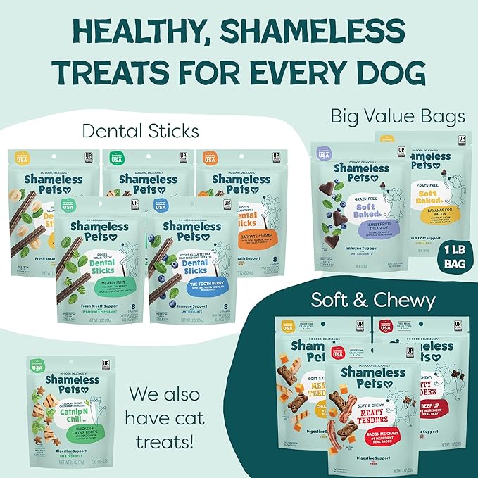 Shameless Pets Soft-Baked Dog Treats, Variety 5-Pack - Natural & Healthy Dog Chews for Small, Medium & Large Dogs - Biscuits Baked & Made in USA, Free from Grain, Corn & Soy