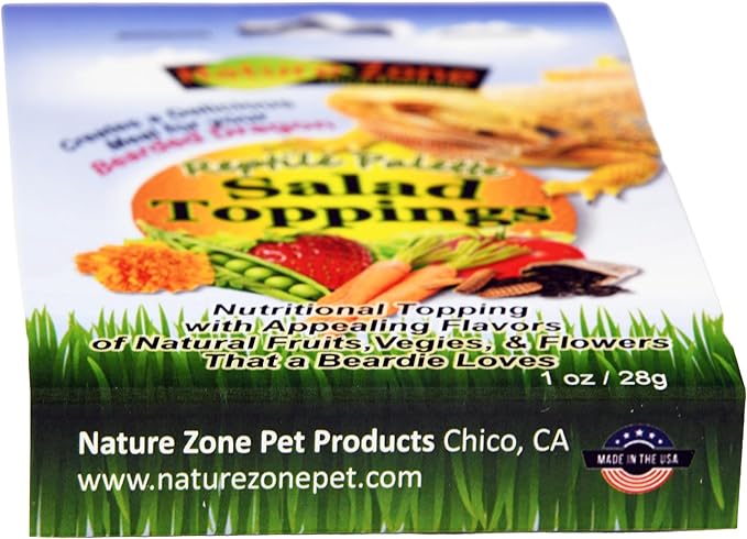 Nature Zone Salad Toppings for Bearded Dragons ?€? Nutritious Mix of Veggies, Fruits, Flowers, Seeds & Mealworms ?€? Healthy Reptile Food Topper, 1 oz