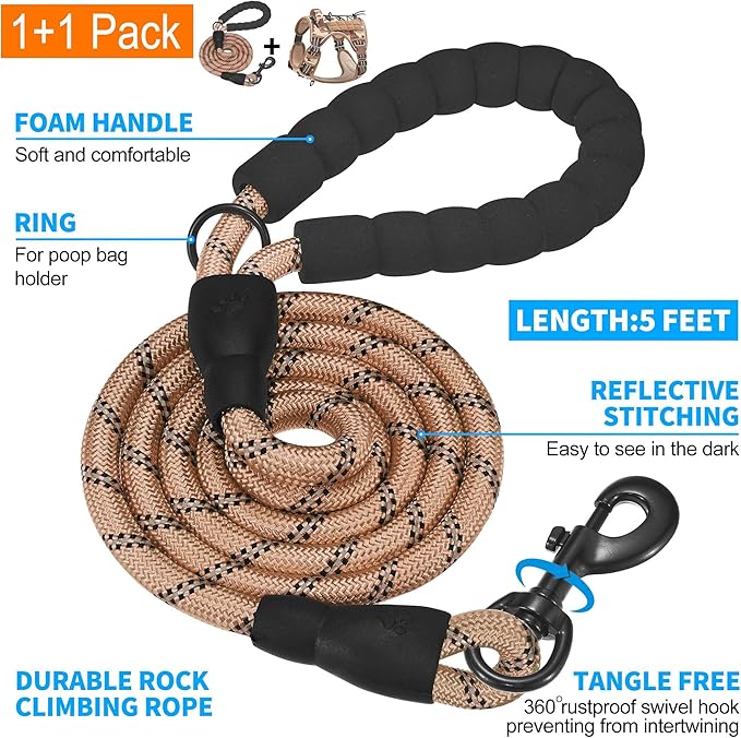 Beebiepet Heavy Duty Tactical Dog Harness for Small Dogs, No Pull Adjustable Pet Harness Reflective Service Training Easy Control Pet Vest Military K9 Working Dog Harnesses- Small, Desert Camo